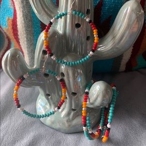 Western beaded hoop earrings and wrap bracelet